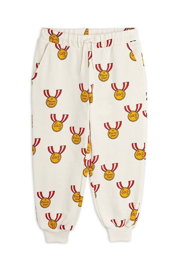 Mini Rodini Dječji pamučni donji dio trenirke Mini Rodini Medals boja: bijela, s uzorkom