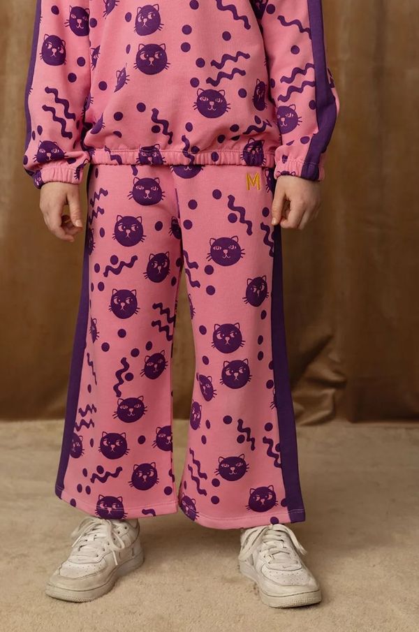 Mini Rodini Dječji pamučni donji dio trenirke Mini Rodini Squiggly cats boja: ružičasta, s uzorkom, 2513011828