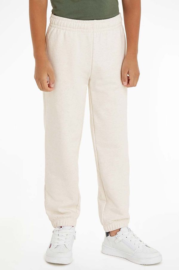 Tommy Hilfiger Dječji pamučni donji dio trenirke Tommy Hilfiger boja: bež, bez uzorka