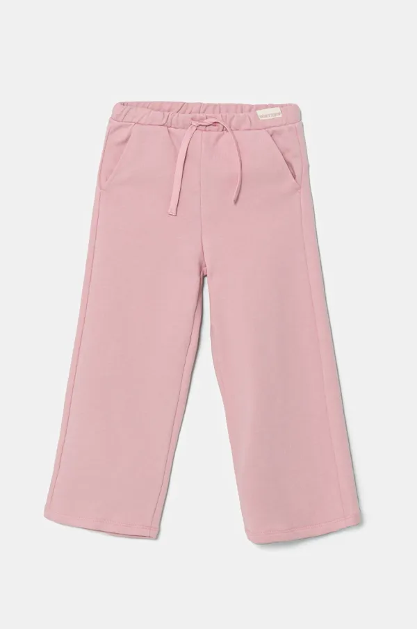 United Colors of Benetton Dječji pamučni donji dio trenirke United Colors of Benetton boja: ružičasta, bez uzorka, 3UNIGF04P