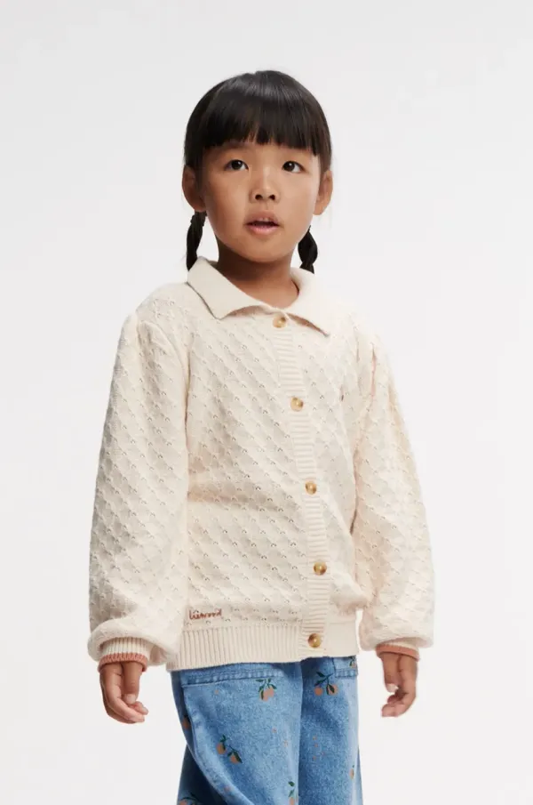 Liewood Dječji pamučni kardigan Liewood Jane Knit Cardigan boja: bež, LW19948
