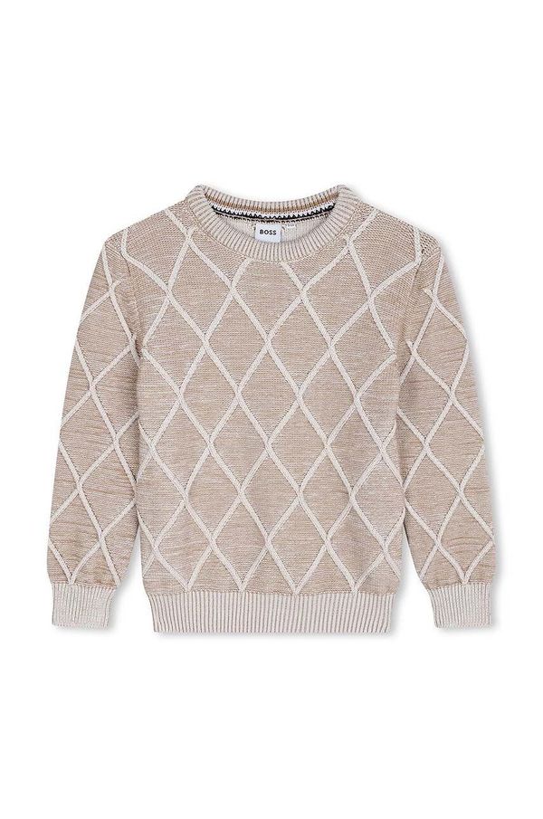 Boss Dječji pamučni pulover BOSS boja: bež, J51183