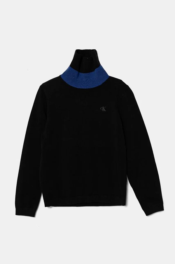 Calvin Klein Jeans Dječji pamučni pulover Calvin Klein Jeans boja: crna, lagani, IB0IB02221