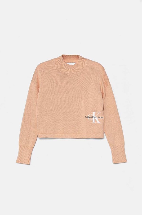 Calvin Klein Jeans Dječji pamučni pulover Calvin Klein Jeans boja: ružičasta, IG0IG02548