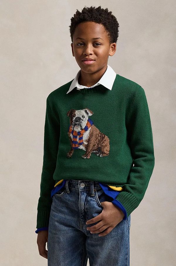 Polo Ralph Lauren Dječji pamučni pulover Polo Ralph Lauren boja: zelena, 323951156001