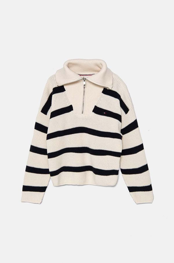 Tommy Hilfiger Dječji pamučni pulover Tommy Hilfiger boja: bež, KG0KG08134