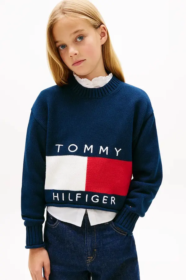 Tommy Hilfiger Dječji pamučni pulover Tommy Hilfiger