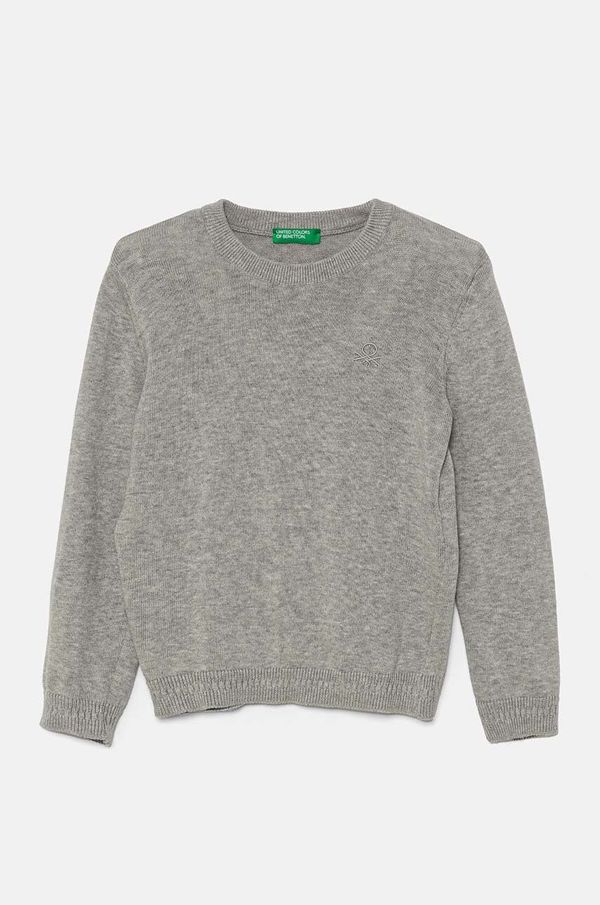 United Colors of Benetton Dječji pamučni pulover United Colors of Benetton boja: siva, lagani, 1294G100P