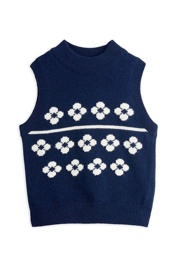 Mini Rodini Dječji prsluk s dodatkom vune Mini Rodini Flowers boja: tamno plava, 2472010660