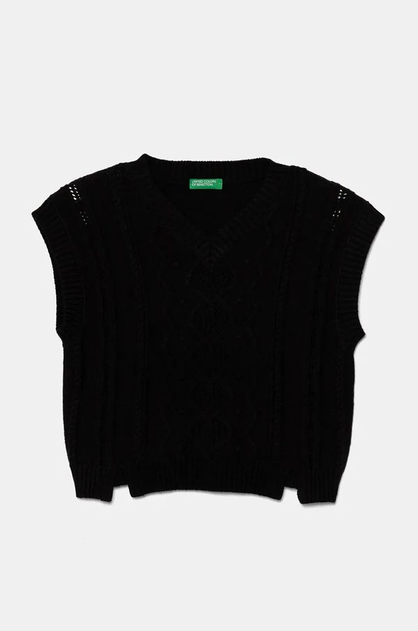 United Colors of Benetton Dječji prsluk s dodatkom vune United Colors of Benetton boja: crna, lagani, 1WUAC400I