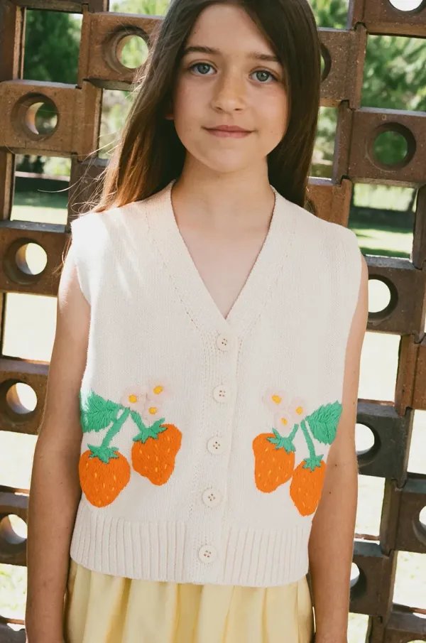 Tinycottons Dječji prsluk Tinycottons STRAWBERRIES VEST boja: bež, SS25-304