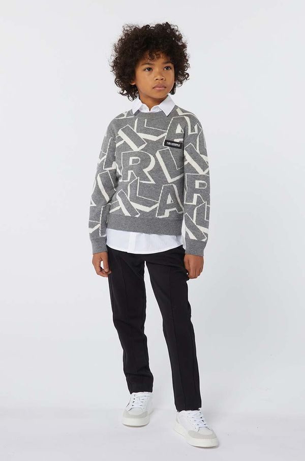 Karl Lagerfeld Dječji pulover s postotkom vune Karl Lagerfeld boja: siva, Z30250