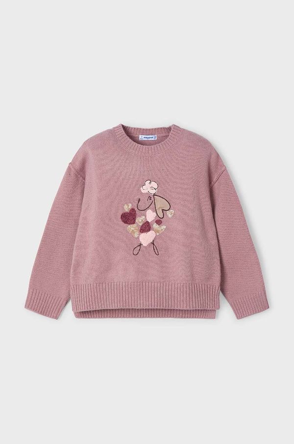 Mayoral Dječji pulover s postotkom vune Mayoral boja: ružičasta, lagani, 4359