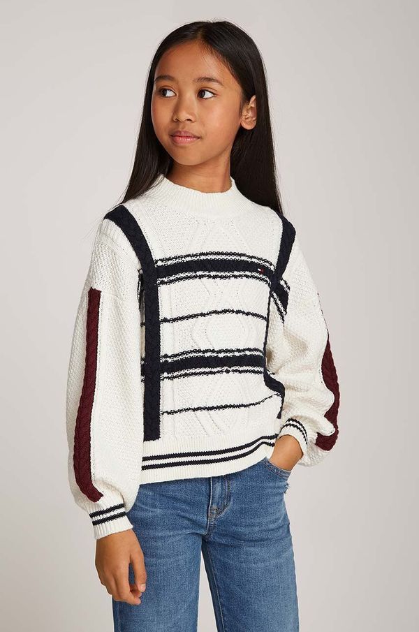 Tommy Hilfiger Dječji pulover s postotkom vune Tommy Hilfiger boja: bež, KG0KG08158
