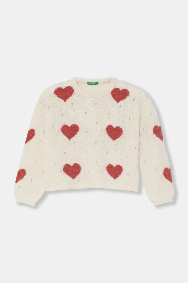 United Colors of Benetton Dječji pulover s postotkom vune United Colors of Benetton boja: bež, lagani, 1076H102A