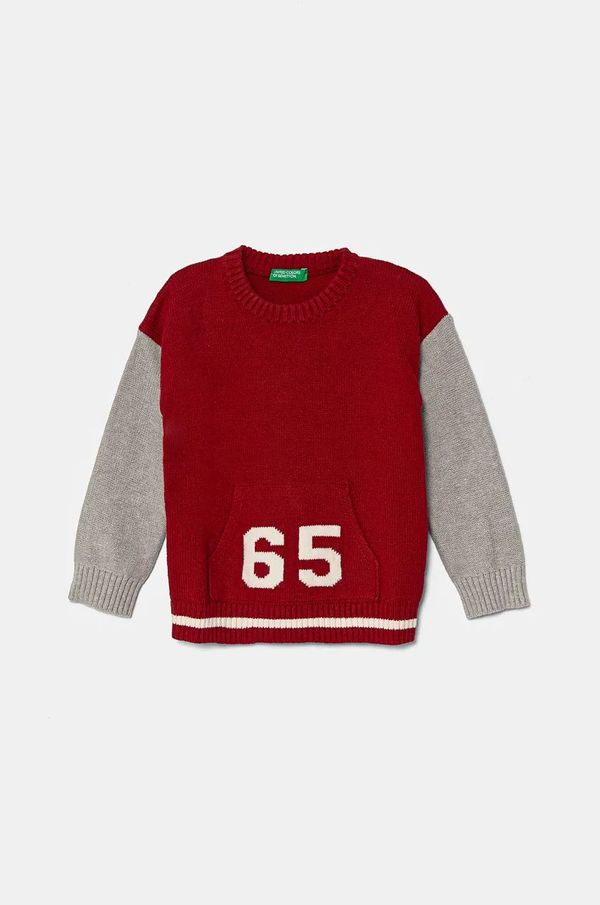 United Colors of Benetton Dječji pulover s postotkom vune United Colors of Benetton boja: bordo, lagani, 1WUAH1027