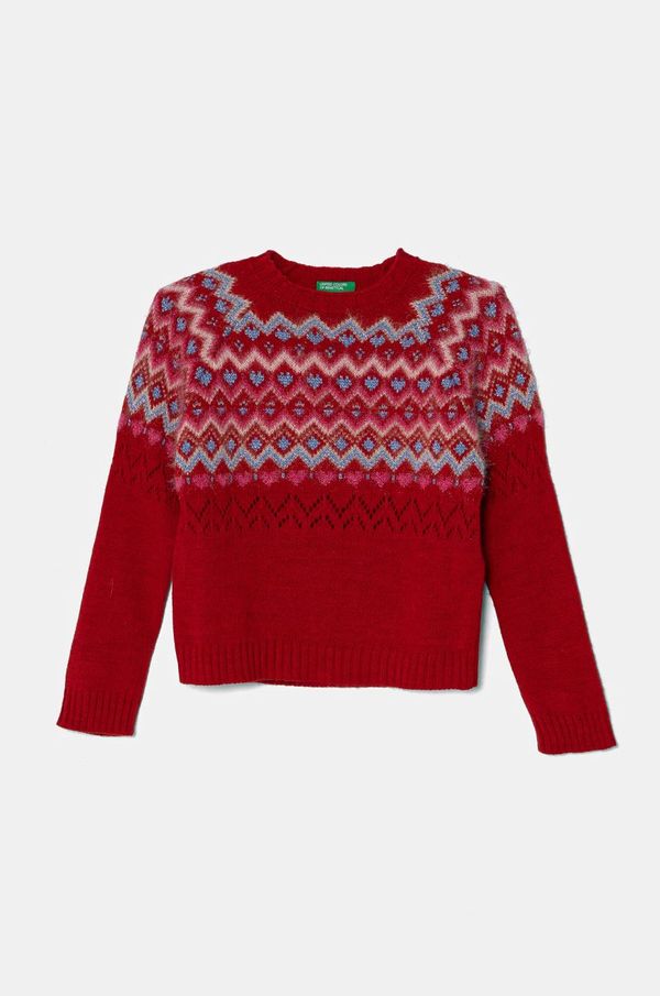 United Colors of Benetton Dječji pulover s postotkom vune United Colors of Benetton boja: crvena, 1176Q107K
