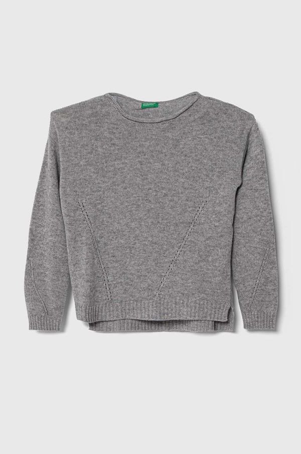 United Colors of Benetton Dječji vuneni pulover United Colors of Benetton boja: siva, lagani