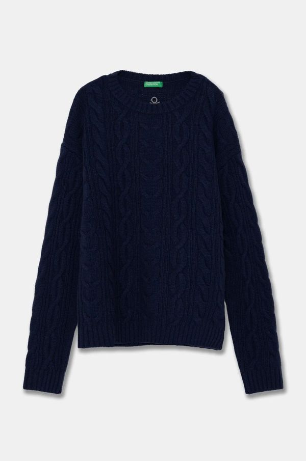 United Colors of Benetton Dječji vuneni pulover United Colors of Benetton boja: tamno plava, 1344C107G
