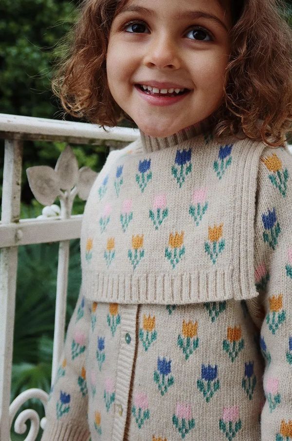 Konges Sløjd Dječji vuneni šal Konges Sløjd BELOU KNIT NECKWARMER boja: bež, s uzorkom, KS101425