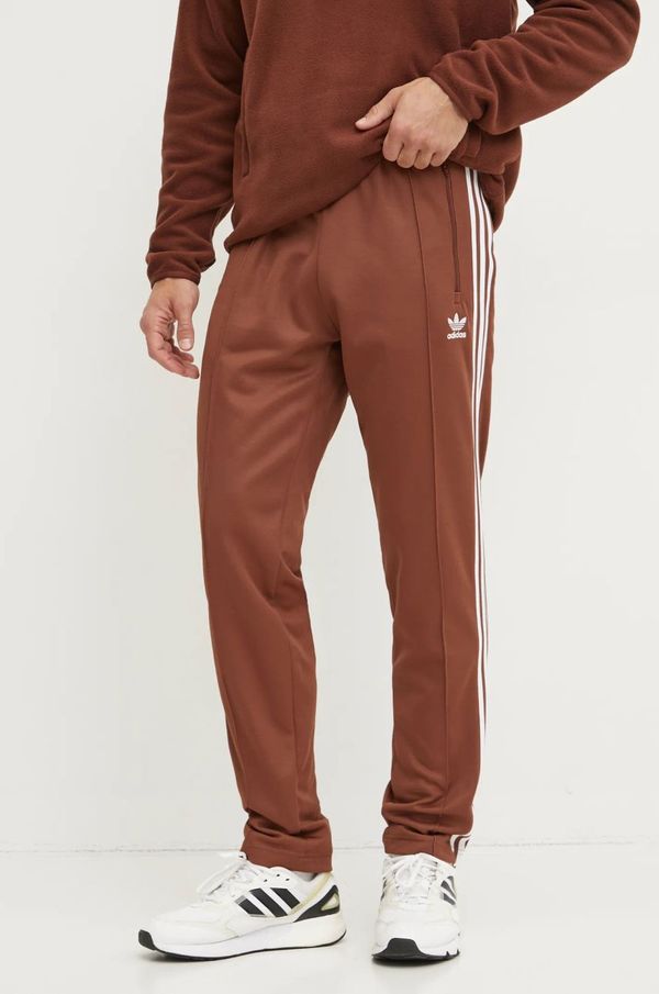 adidas Originals Donji dio trenirke adidas Originals Beckenbauer Track Pants boja: smeđa, s aplikacijom, IY9877