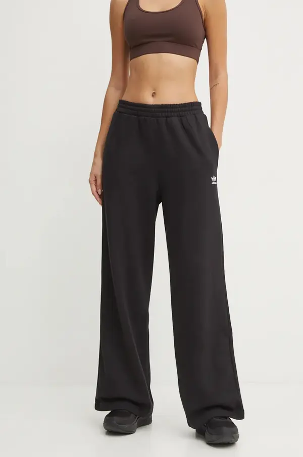 Adidas Donji dio trenirke adidas Originals Femme Galore Wideleg Fleece Pants boja: crna, bez uzorka, JN3030