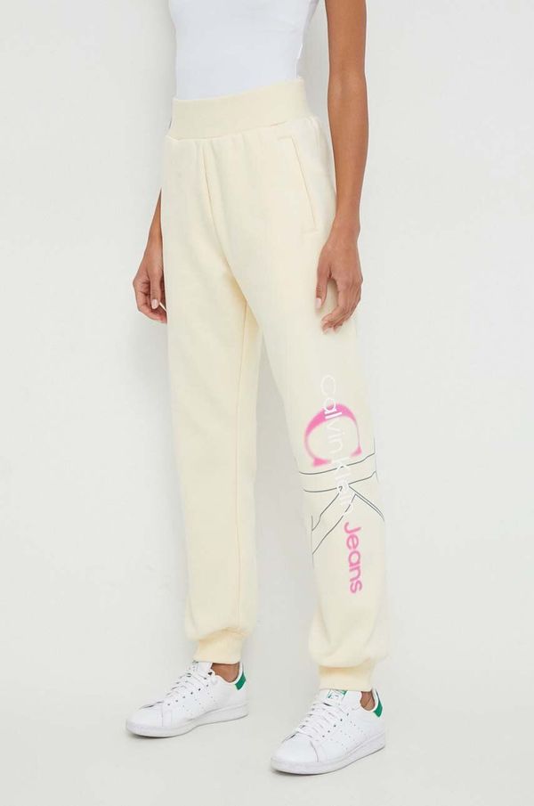 Calvin Klein Jeans Donji dio trenirke Calvin Klein Jeans boja: žuta, s tiskom, J20J222606