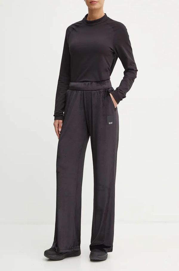 EA7 Emporio Armani Donji dio trenirke od velura EA7 Emporio Armani boja: crna, bez uzorka, TJZDZ.6DTP76