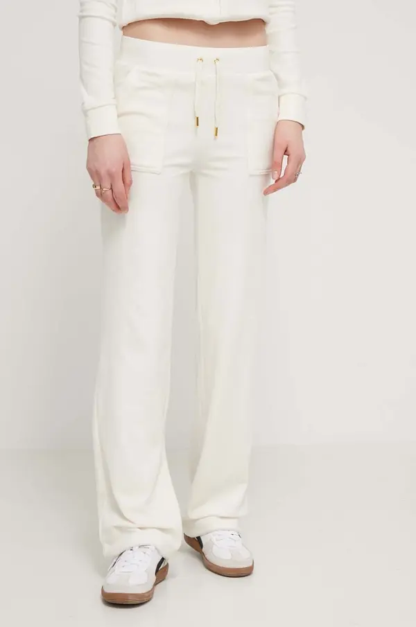 Juicy Couture Donji dio trenirke od velura Juicy Couture boja: bež, bez uzorka