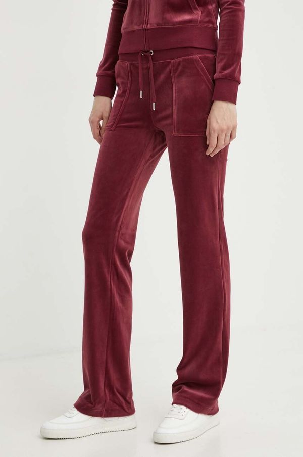 Juicy Couture Donji dio trenirke od velura Juicy Couture boja: bordo, bez uzorka, JCAP180