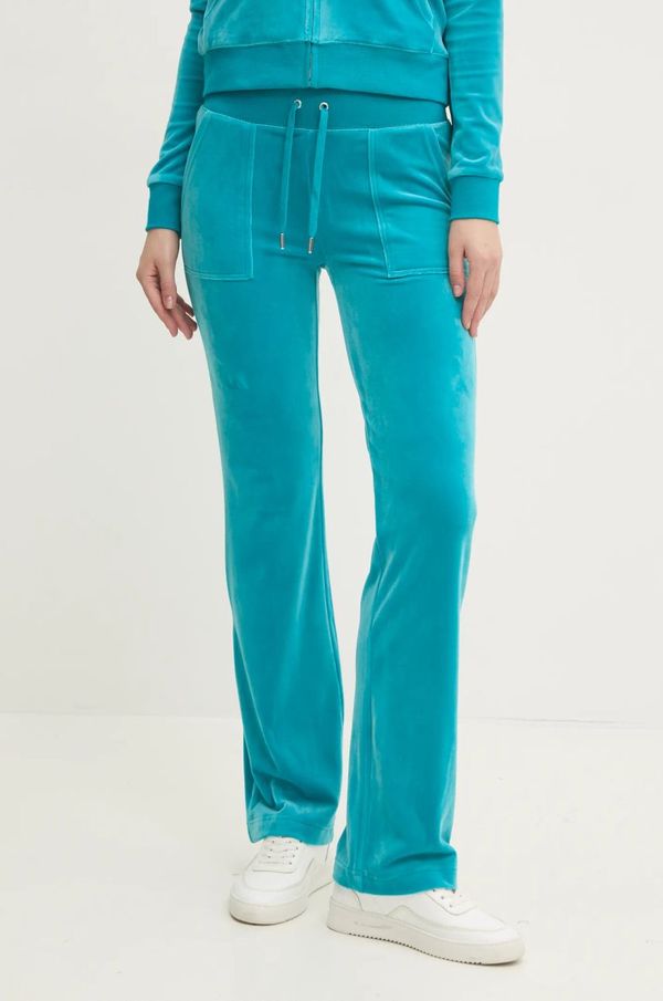 Juicy Couture Donji dio trenirke od velura Juicy Couture DEL RAY PANT boja: zelena, bez uzorka, JCAP180