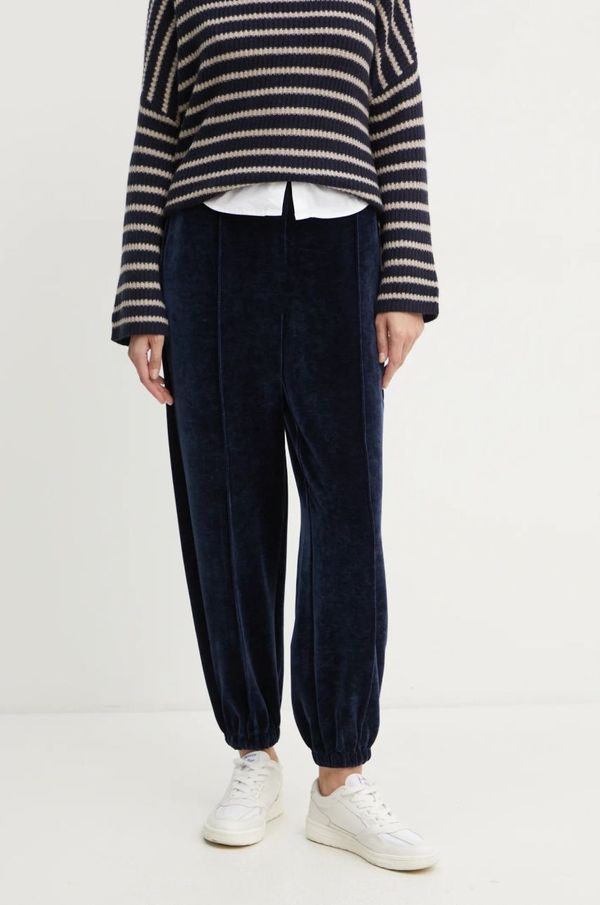 Twinset Donji dio trenirke od velura Twinset boja: tamno plava, bez uzorka, 242LL2PEE