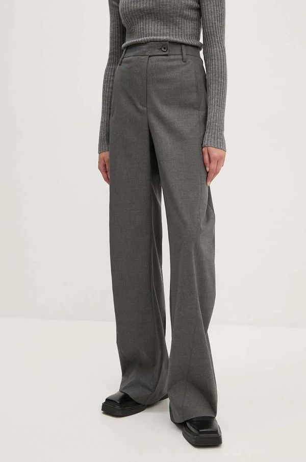 Remain Donji dio trenirke s dodatkom vune Remain Curved Leg Pants boja: siva, ravni kroj, visoki struk, 5018991959