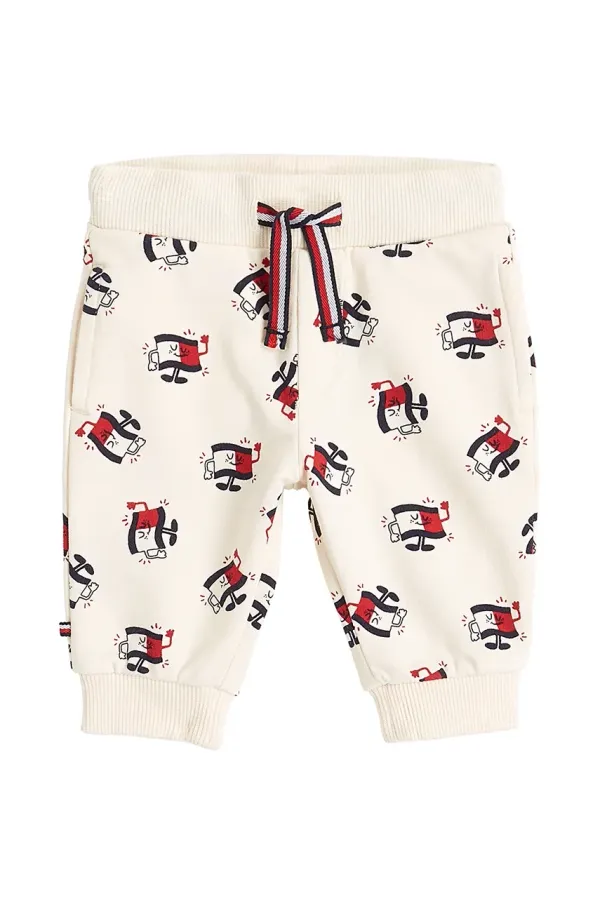 Tommy Hilfiger Donji dio trenirke za bebe Tommy Hilfiger boja: bež, s uzorkom, KN0KN02027