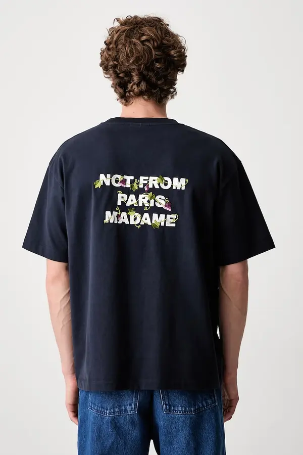 Drôle de Monsieur Drôle de Monsieur majica za muškarce od pamuka Vine Embroidered Slogan