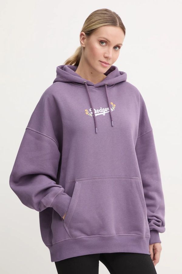 47 brand Dukserica 47 brand MLB Los Angeles Dodgers za žene, boja: ljubičasta, s kapuljačom, s tiskom, BB012PMUQVI636514II