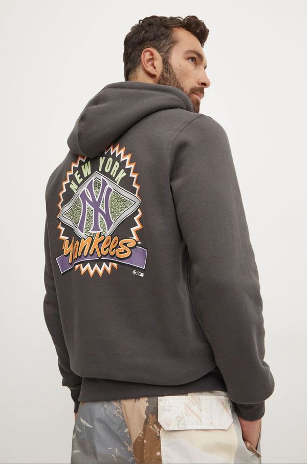 47 brand Dukserica 47 brand MLB New York Yankees za muškarce, boja: siva, s kapuljačom, s tiskom, BB017PMDDFH634144GH