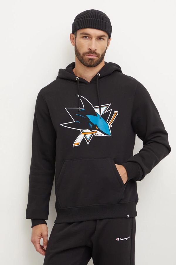 47 brand Dukserica 47 brand NHL San Jose Sharks za muškarce, boja: crna, s kapuljačom, s tiskom, HH022PEMIBR546611JK