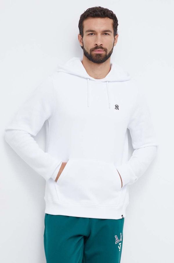 47brand Dukserica 47brand MLB New York Yankees za muškarce, boja: bijela, s kapuljačom, s aplikacijom