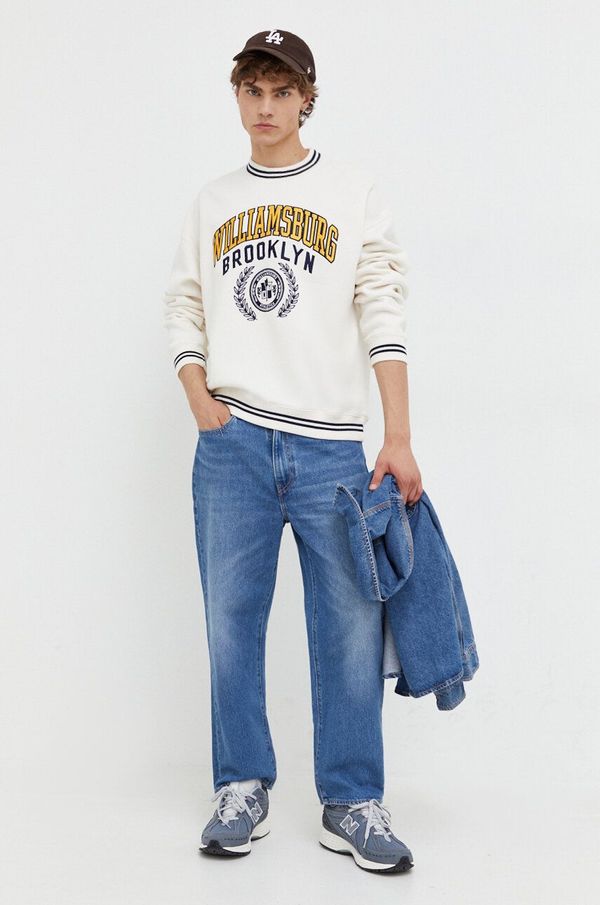 Abercrombie & Fitch Dukserica Abercrombie & Fitch za muškarce, boja: bež, s aplikacijom