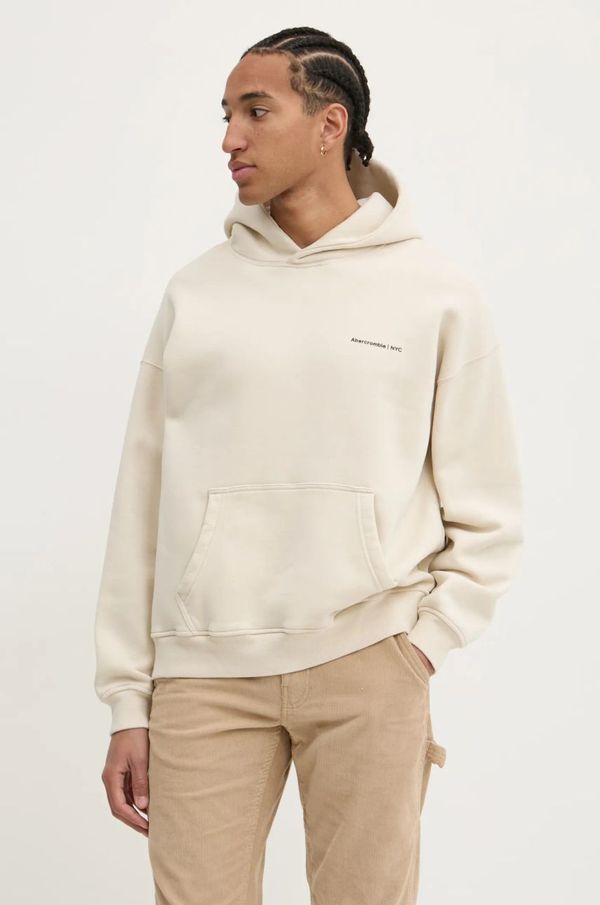 Abercrombie & Fitch Dukserica Abercrombie & Fitch za muškarce, boja: bež, s kapuljačom, bez uzorka, KI122-4366