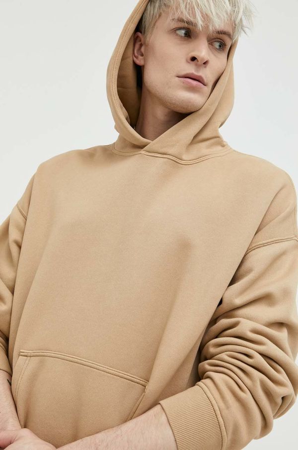 Abercrombie & Fitch Dukserica Abercrombie & Fitch za muškarce, boja: bež, s kapuljačom, glatka