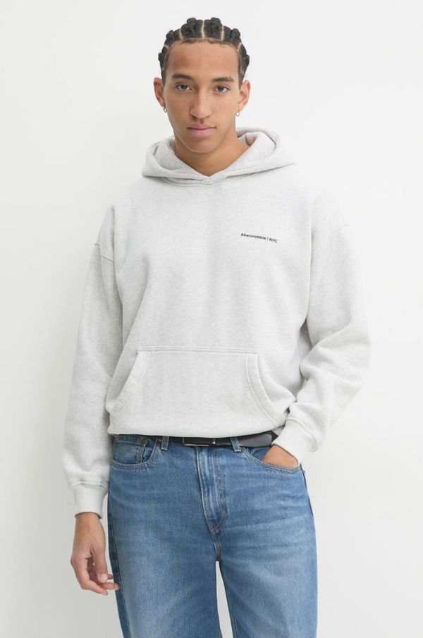 Abercrombie & Fitch Dukserica Abercrombie & Fitch za muškarce, boja: siva, s kapuljačom, melanž, KI122-4366