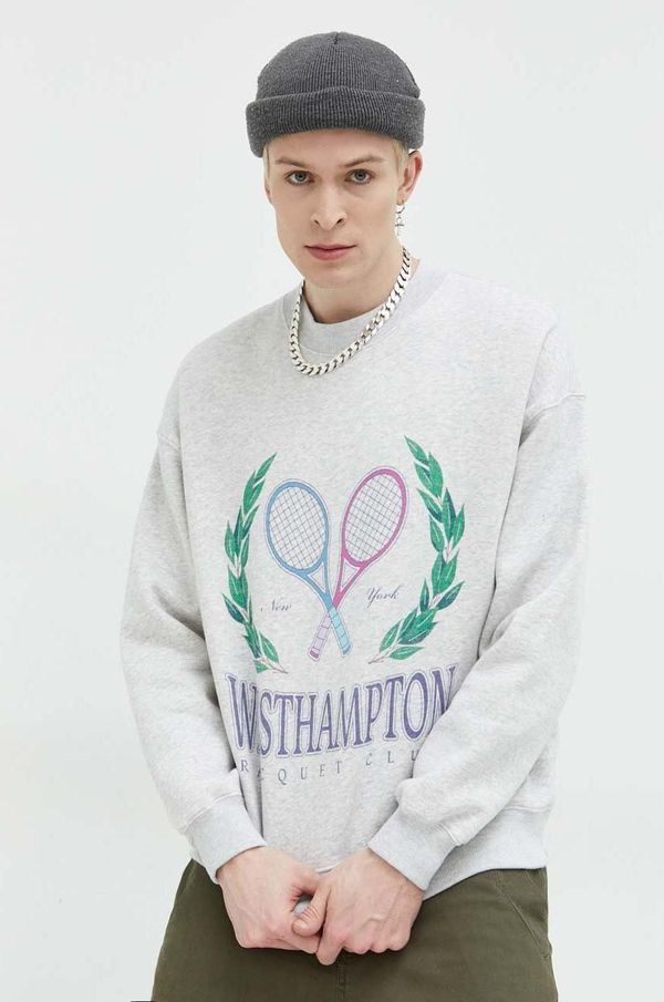 Abercrombie & Fitch Dukserica Abercrombie & Fitch za muškarce, boja: siva, s tiskom