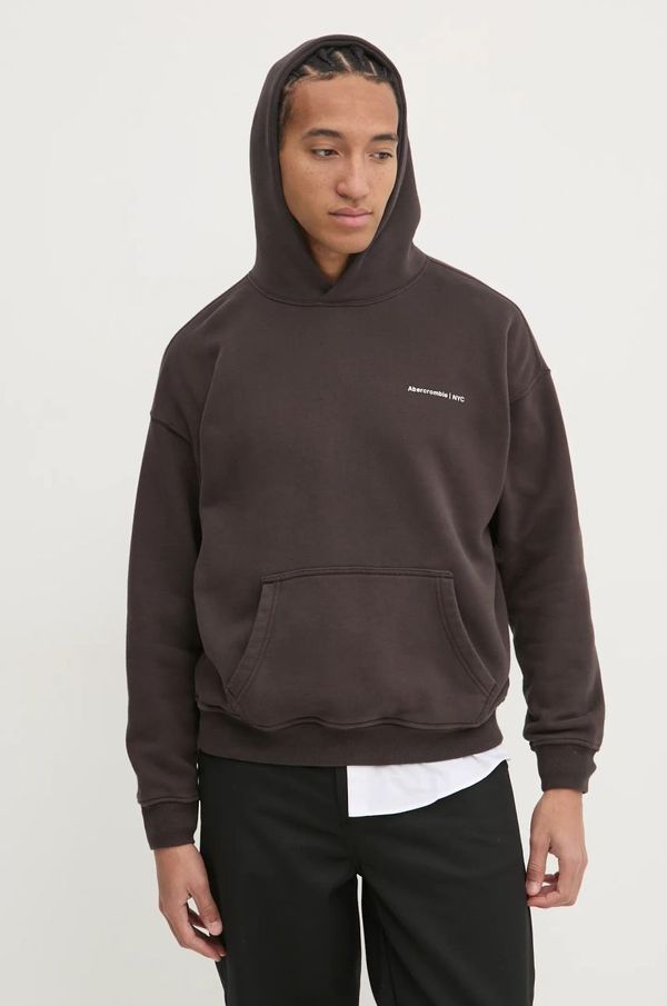 Abercrombie & Fitch Dukserica Abercrombie & Fitch za muškarce, boja: smeđa, s kapuljačom, bez uzorka, KI122-4366