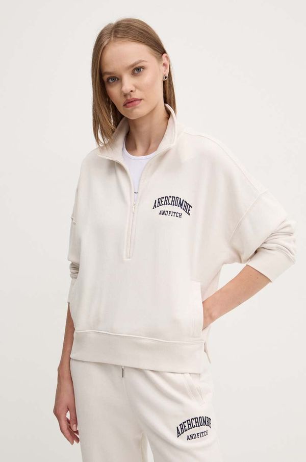 Abercrombie & Fitch Dukserica Abercrombie & Fitch za žene, boja: bež, s aplikacijom, KI152-4129