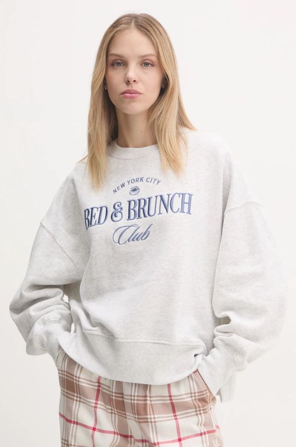 Abercrombie & Fitch Dukserica Abercrombie & Fitch za žene, boja: siva, s aplikacijom, KI152-4049