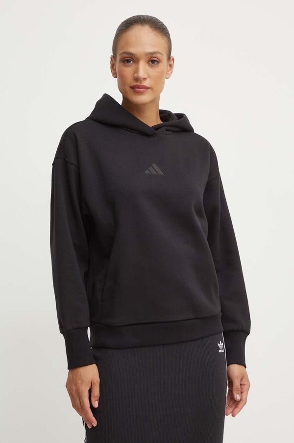 adidas Dukserica adidas All SZN za žene, boja: crna, s kapuljačom, bez uzorka, IW1025
