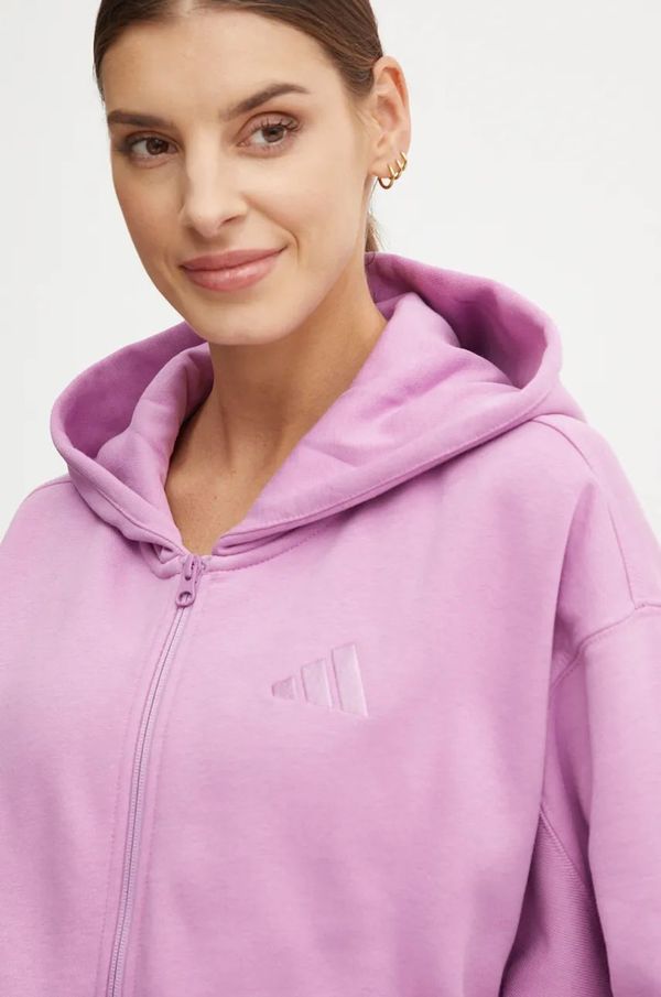 adidas Dukserica adidas All SZN za žene, boja: ljubičasta, s kapuljačom, s aplikacijom, IY6810