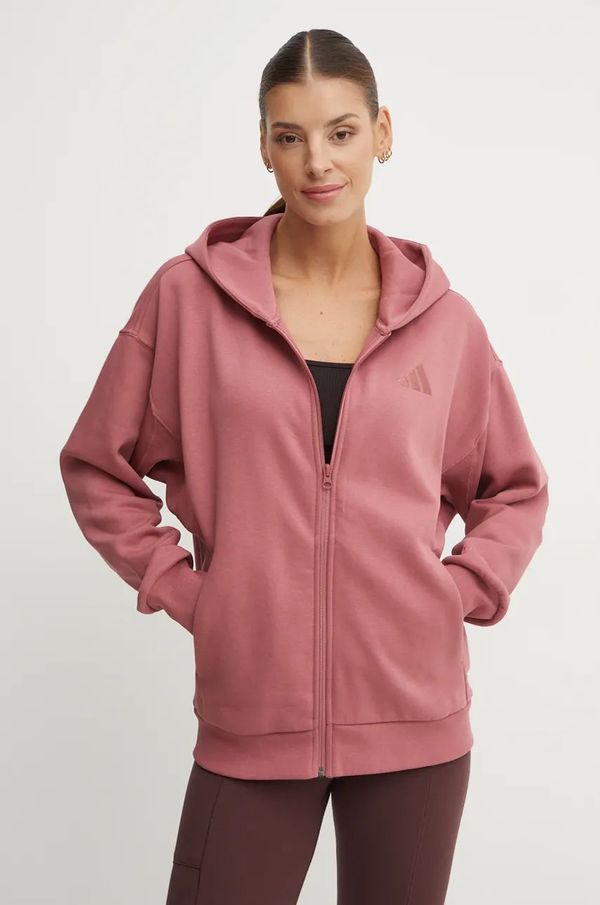 adidas Dukserica adidas All SZN za žene, boja: ružičasta, s kapuljačom, bez uzorka, IY6806